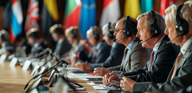 international-leaders-engaged-discussion-diplomatic-summit-large-conference-hall