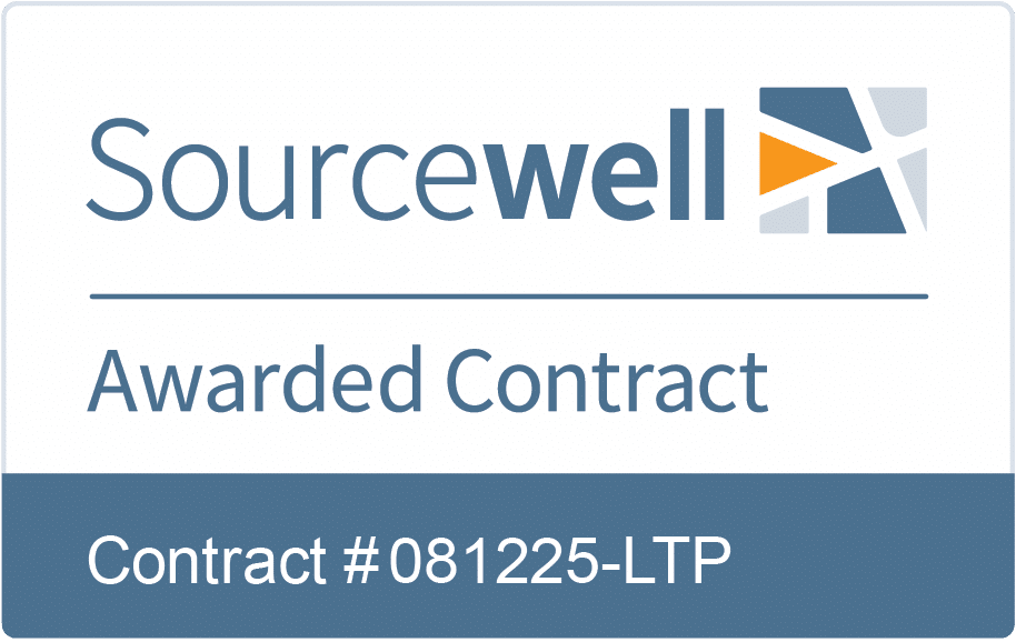 White Sourcewell awarded contract badge for Latitude Prime, Master Agreement #081225